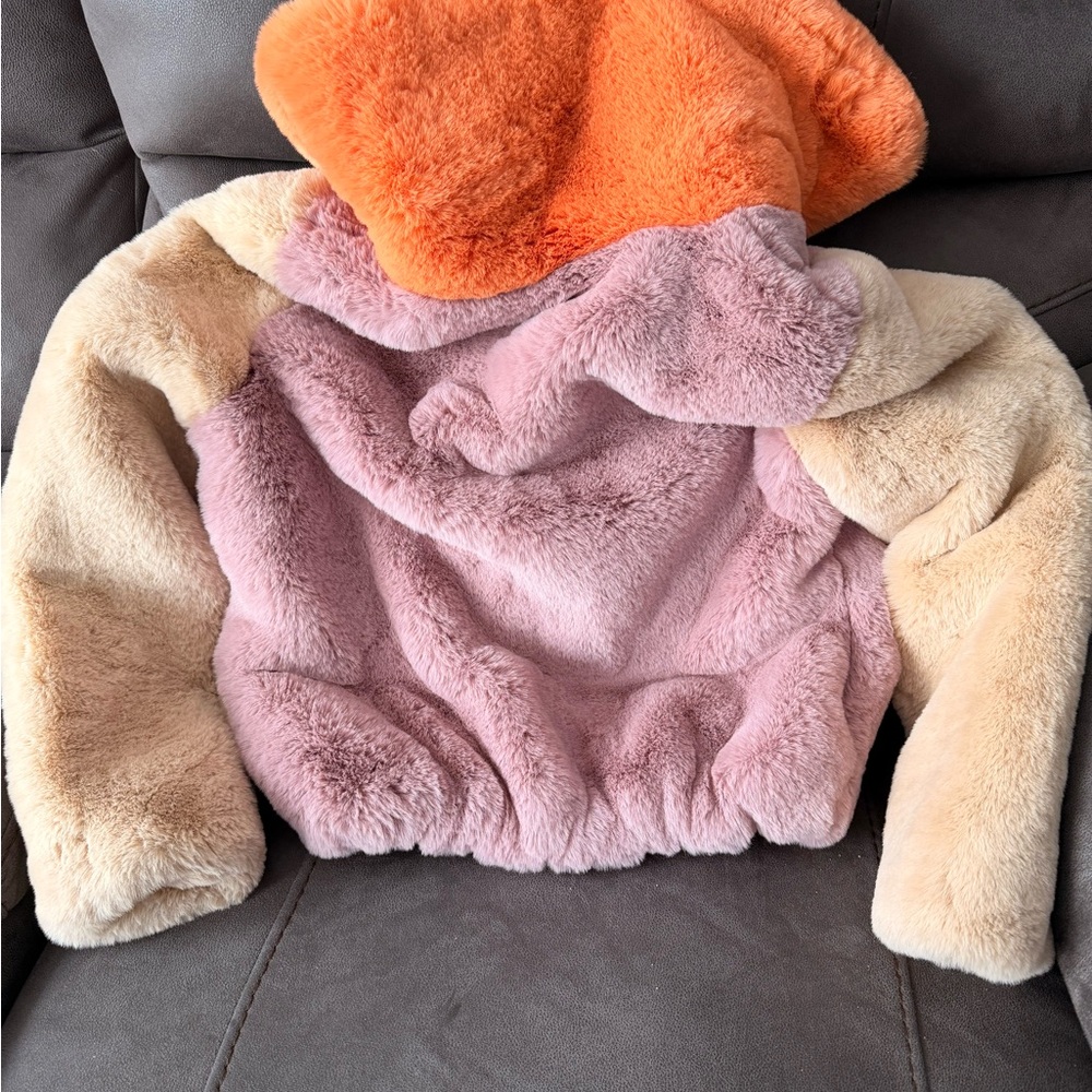 Teddy Colorblock Zip Jacket - Pink, Cream & Orange - Picture 3 of 3